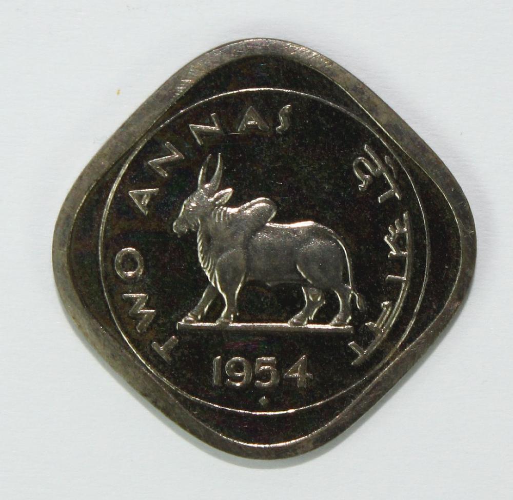 India 1954 B Proof Two Anna... image