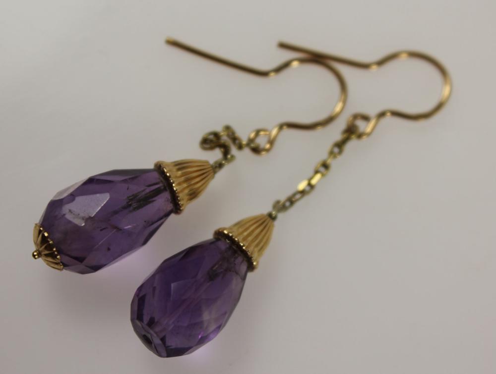 Amethyst Drop Earrings in 9... image