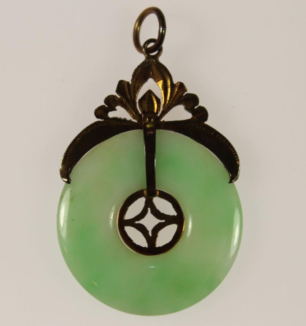 Green Jade Wheel Pendant in... image