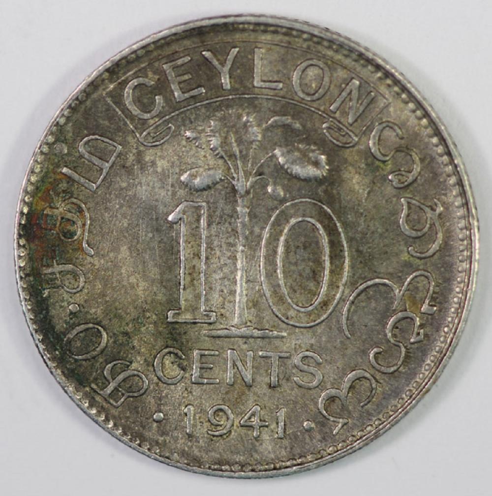 Ceylon 1941 Ten Cent, Uncir... image