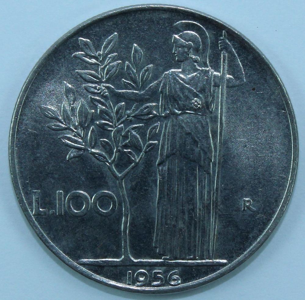 Italy 1956 R 100 Lire, Bril... image