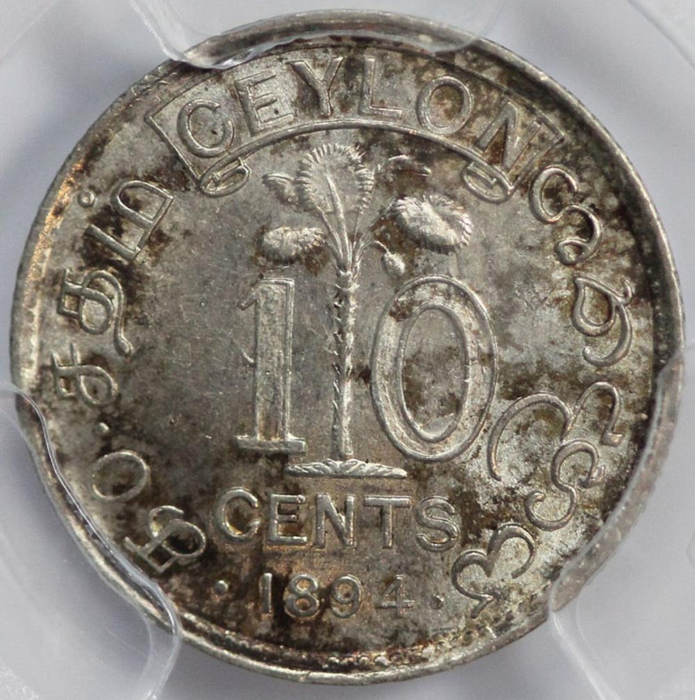 Ceylon 1894 10 Cent, PCGS MS62 image