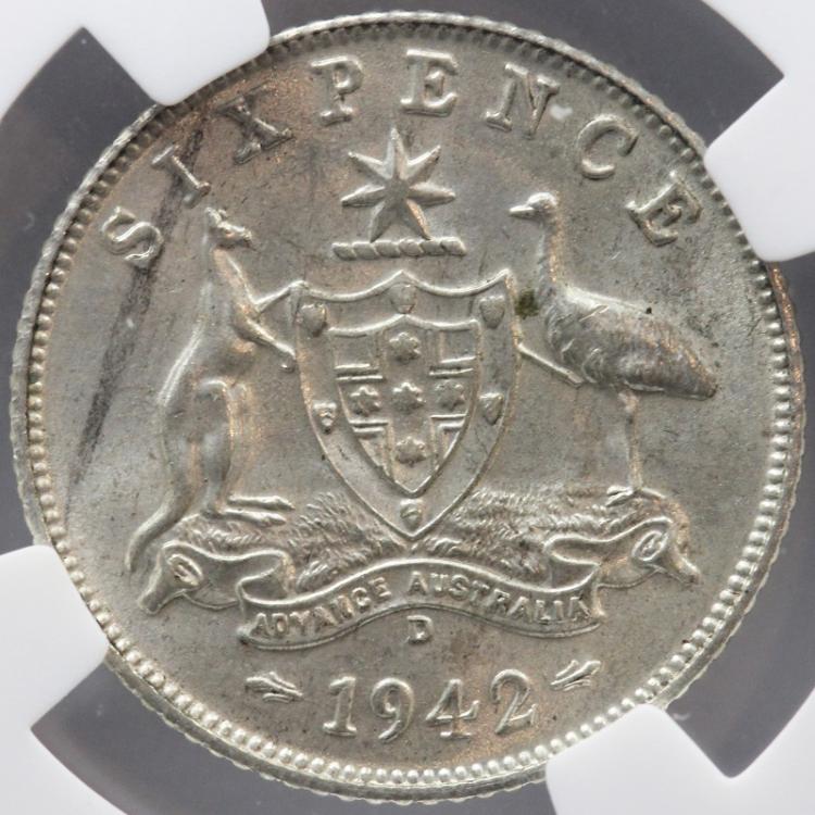 Australia. 1942 D Sixpence,... image