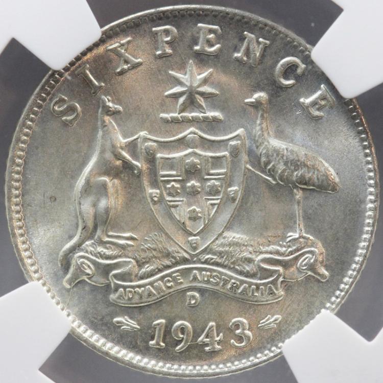 Australia. 1943 D Sixpence,... image