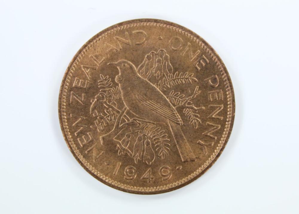 New Zealand 1949 Penny Gem Red image