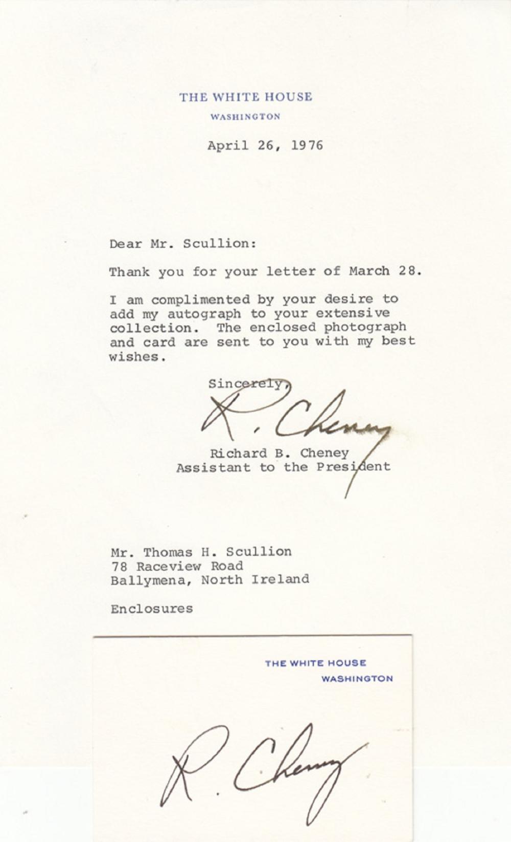 R(ichard) Cheney signature ... image