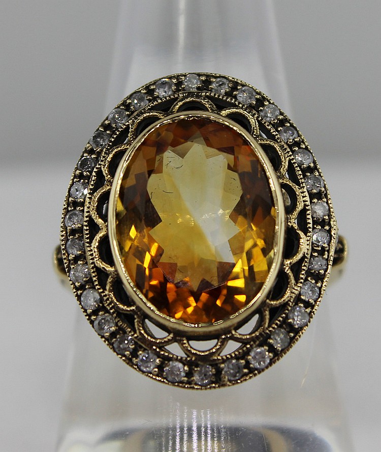 Citrine & Diamond Ring image