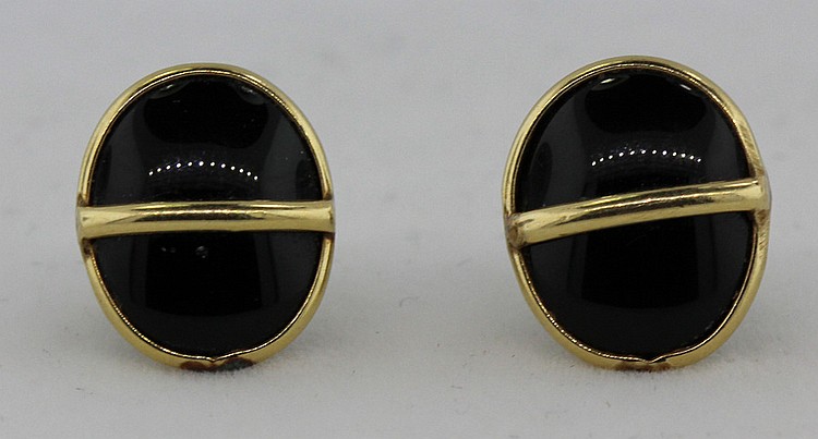 Onyx & Gold Earrings image