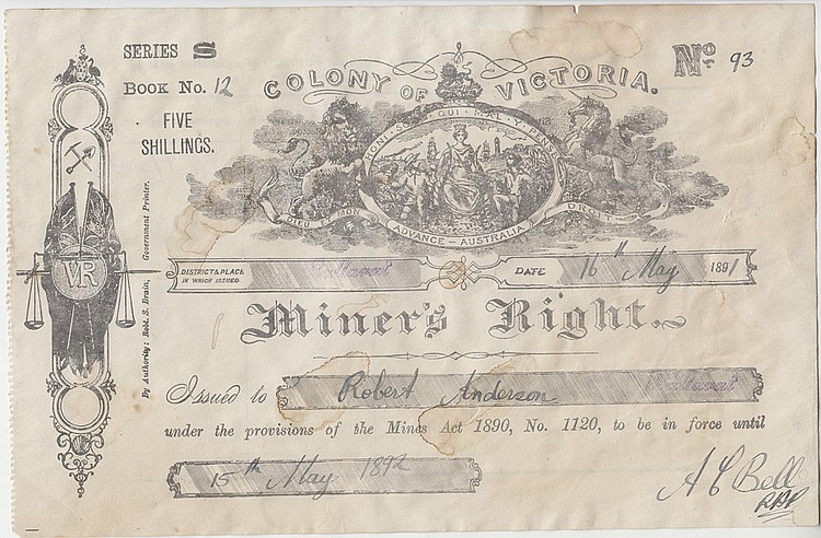 19th Century Miner's Right ... image