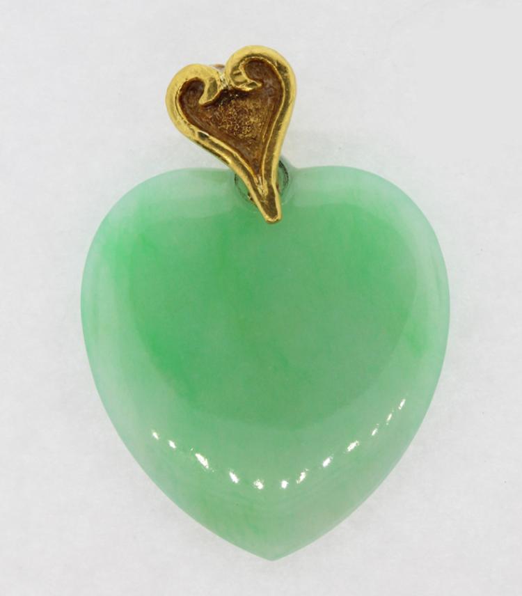 Jade Heart Pendant with 22c... image