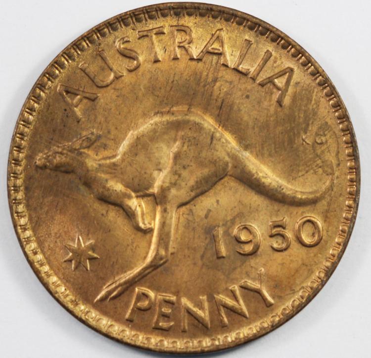 Australia 1950 Penny, near ... image