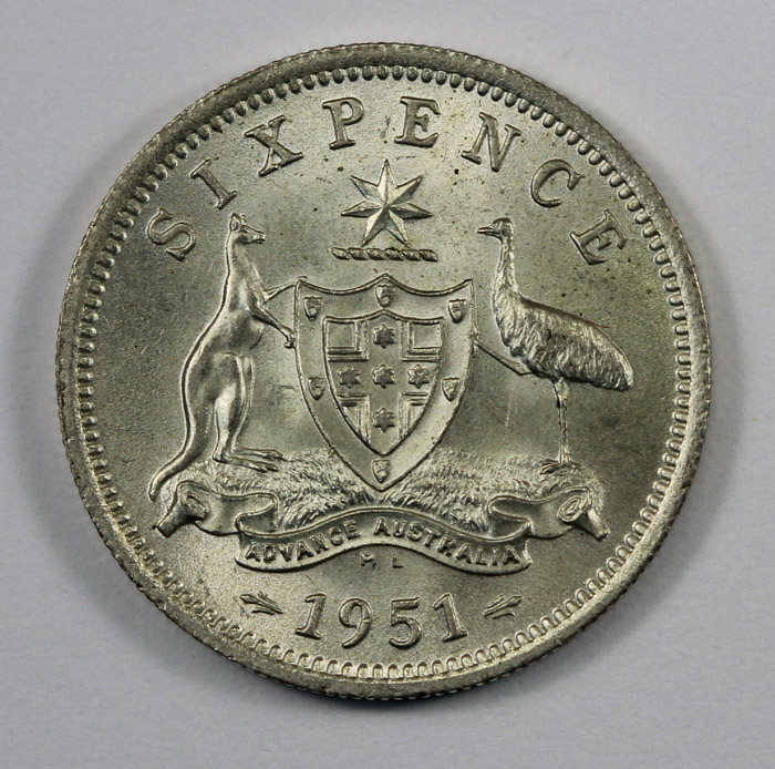 Australia 1951 PL Sixpence,... image