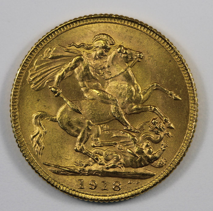 India 1918 'I' Sovereign, U... image