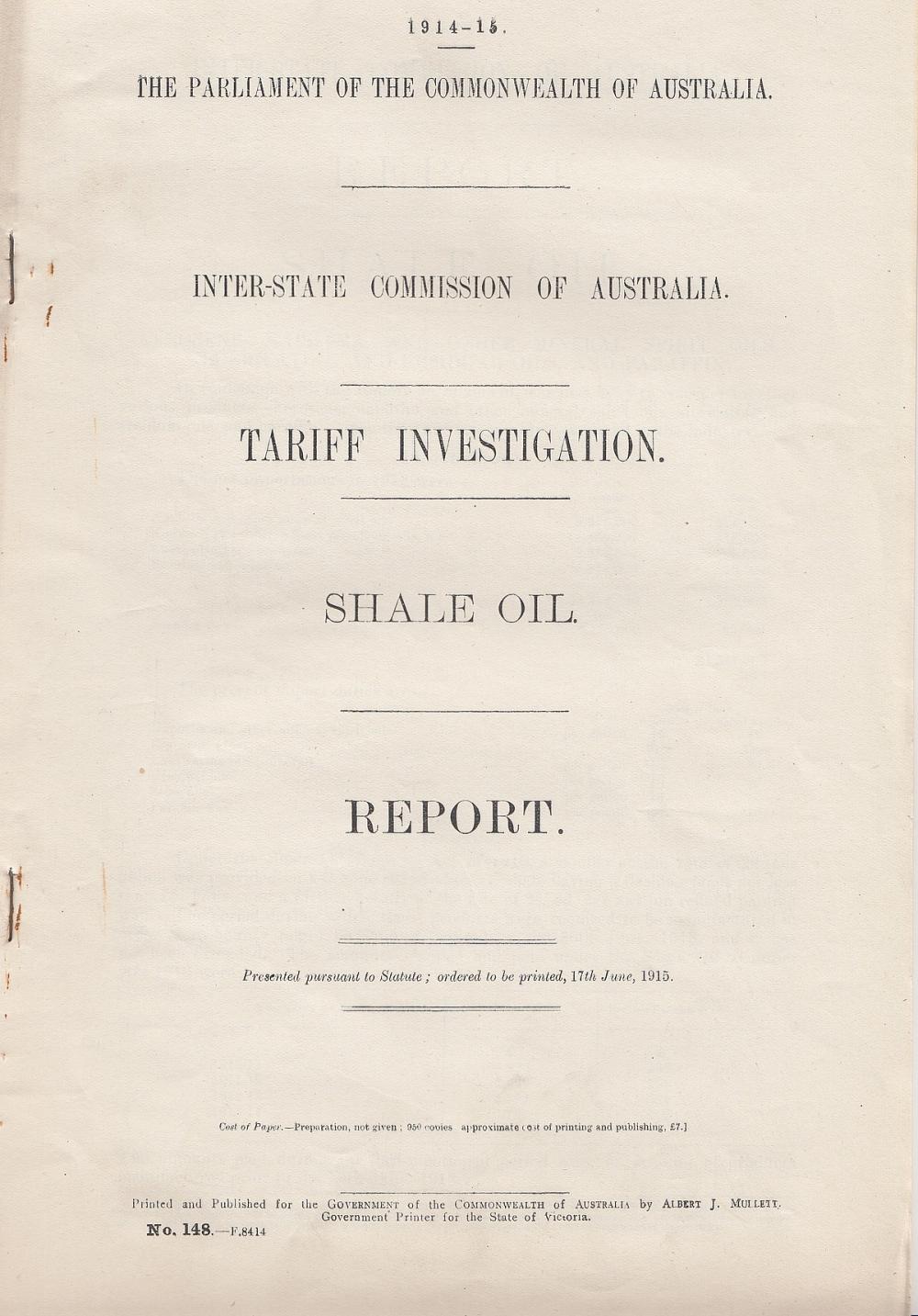 Australia. 1914-15 Tariff I... image