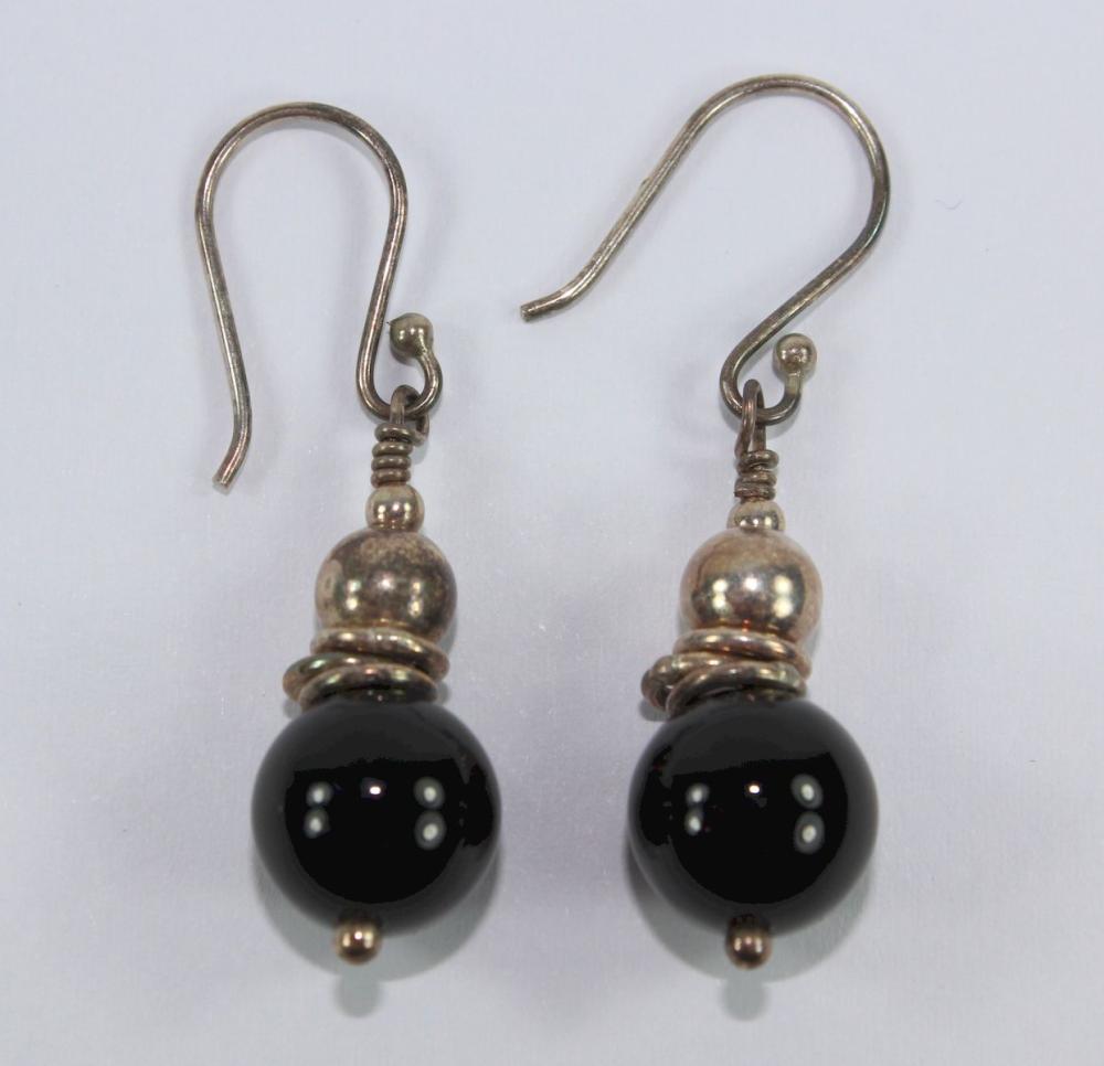 Black Glass Drop Earrings w... image