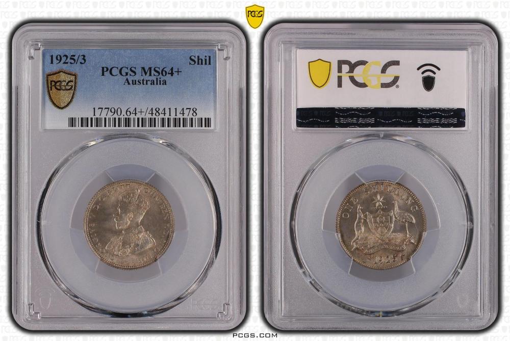 Australia 1925/3 Shilling, PCGS MS64+