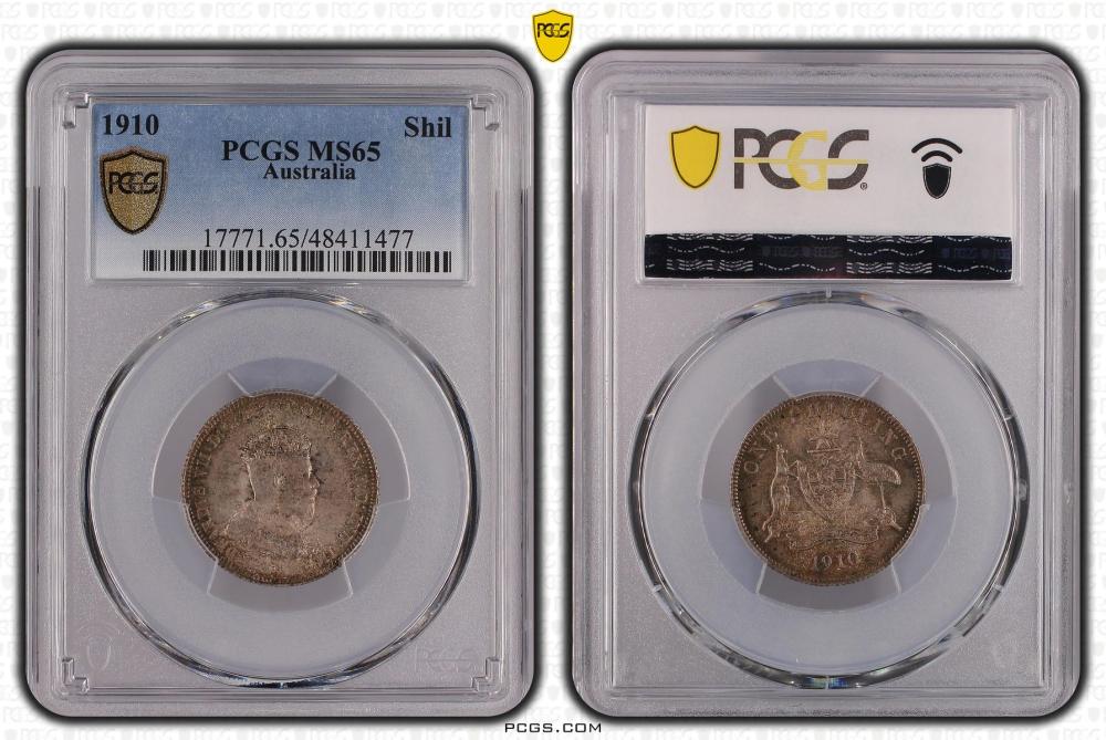 Australia 1910 Shilling, PCGS MS65