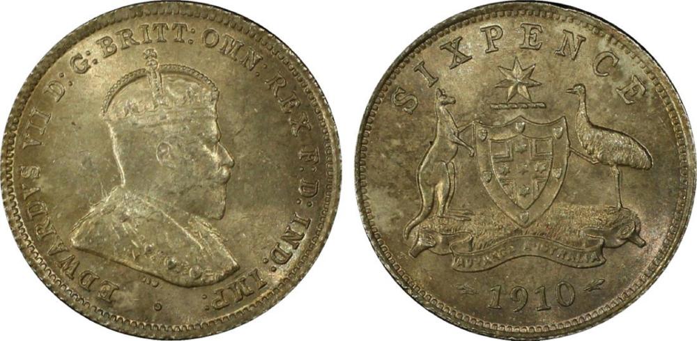 Australia 1910 Sixpence, PC... image