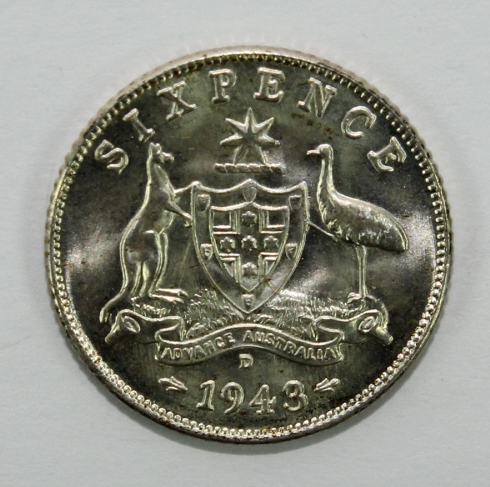 Australia 1943 D Sixpence, ... image