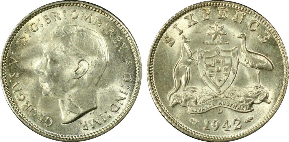 Australia 1942 D Sixpence, ... image