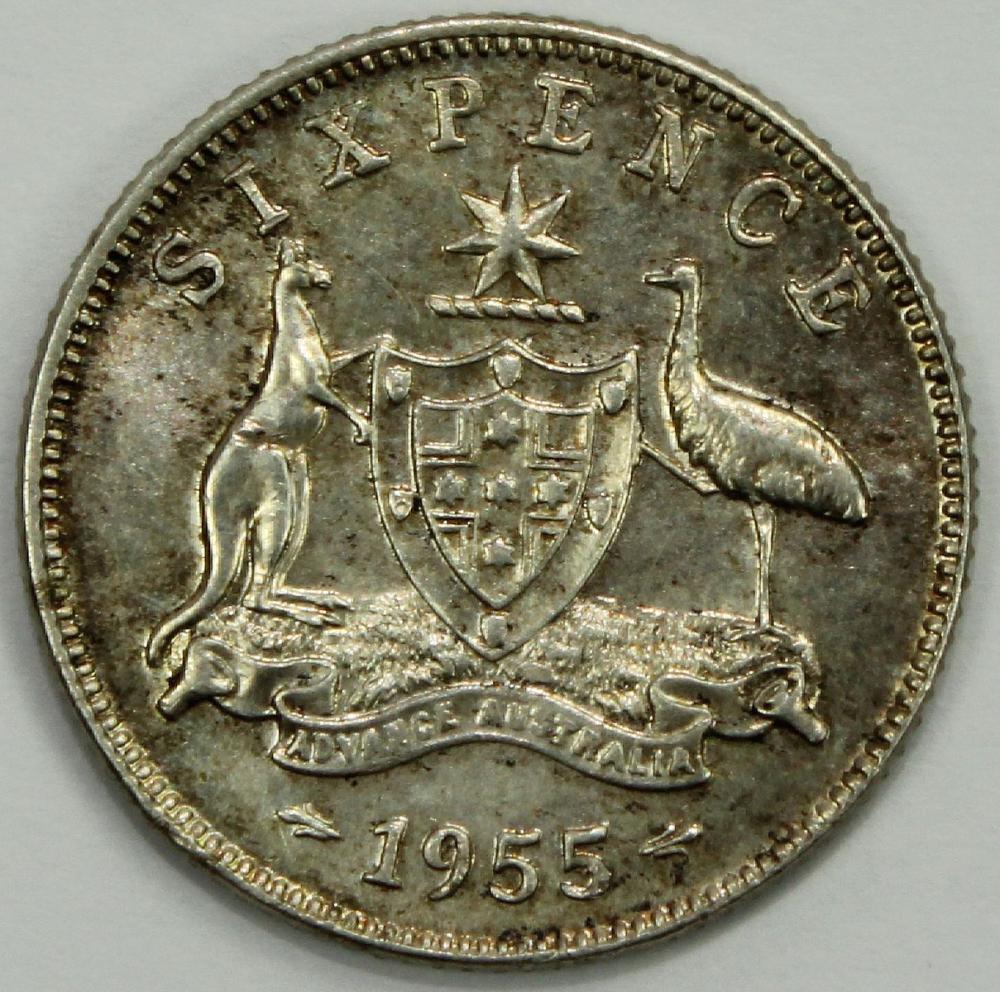 Australia 1955 Sixpence, Ch... image