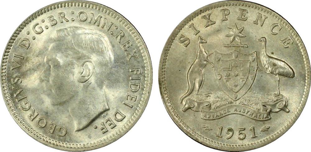 Australia 1951 Sixpence, PC... image