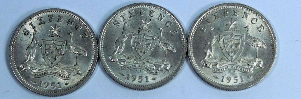 Australia 1951 PL Sixpences... image