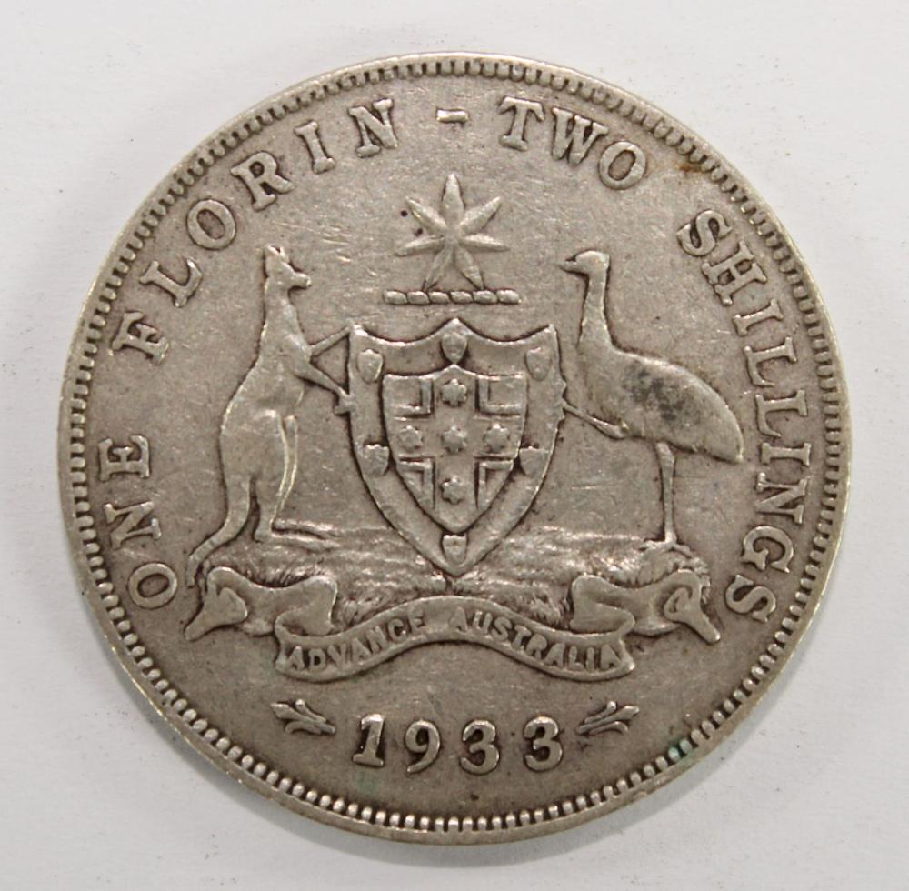 Australia 1933 Florin, VG/Fine image