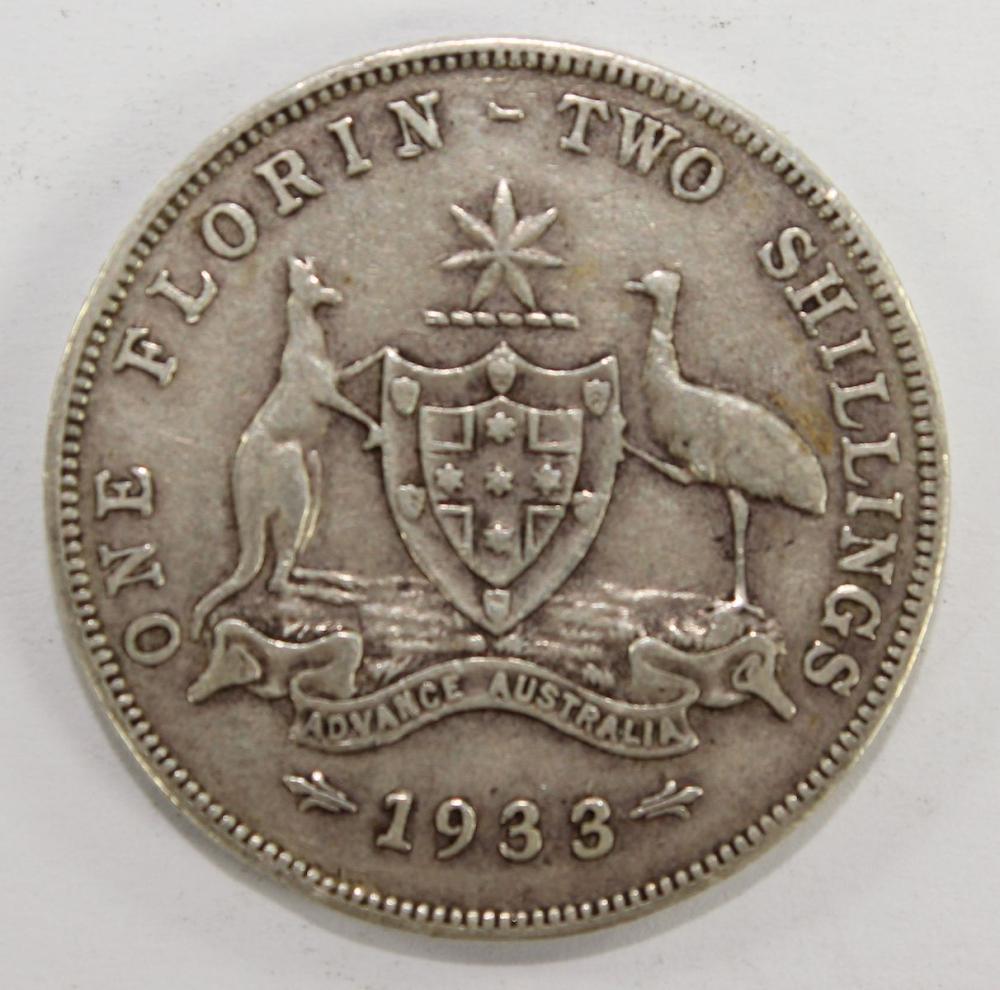 Australia 1933 Florin, VG/Fine image