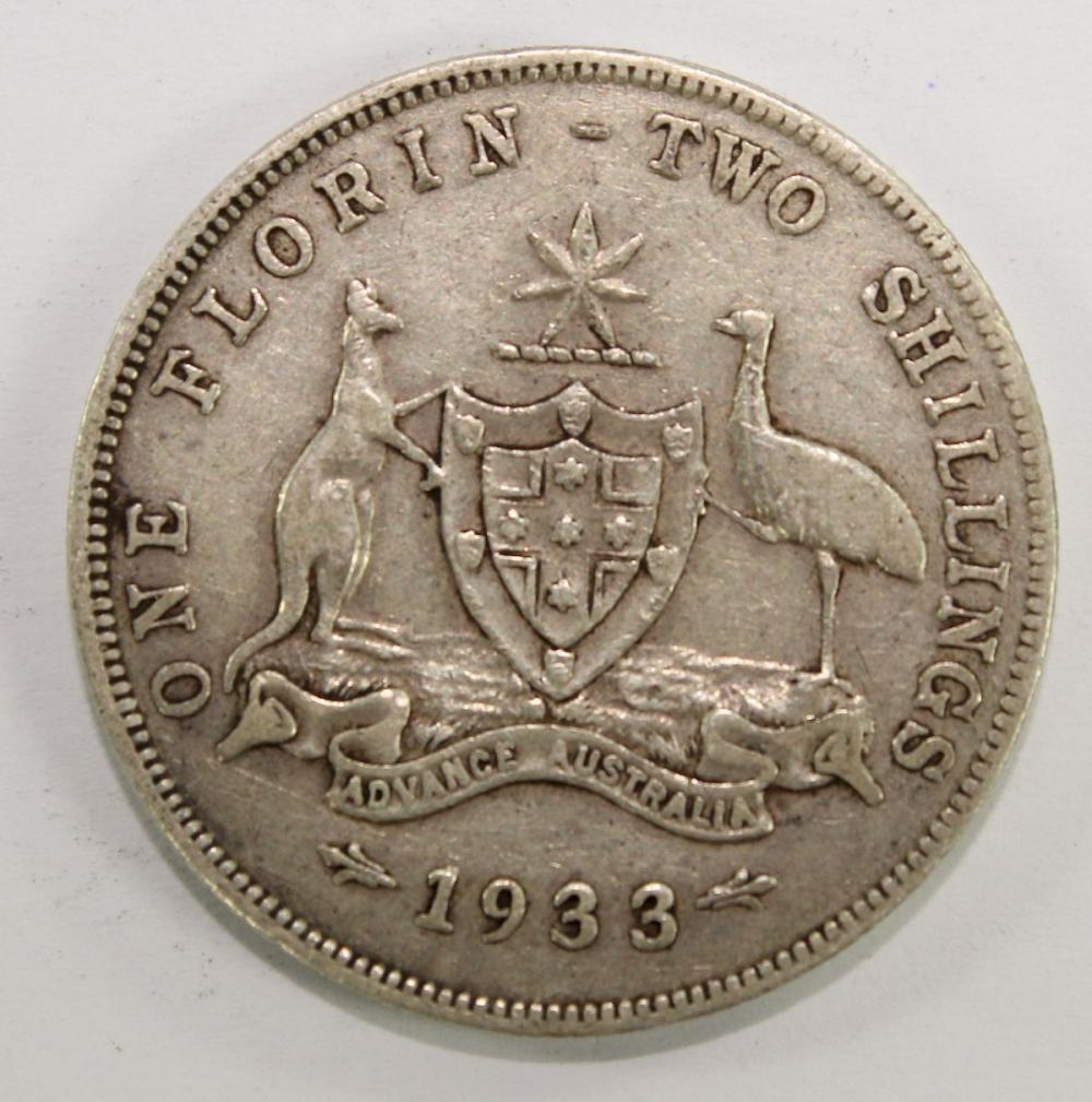 Australia 1933 Florin, VG/Fine image