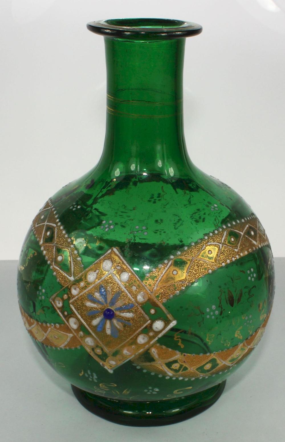 Green Glass Vase with Gildi... image