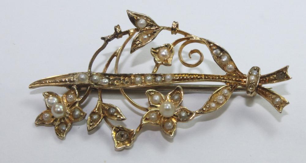 Edwardian Seed Pearl Brooch... image