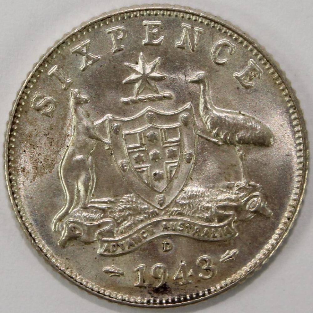 Australia 1943 D Sixpence, ... image