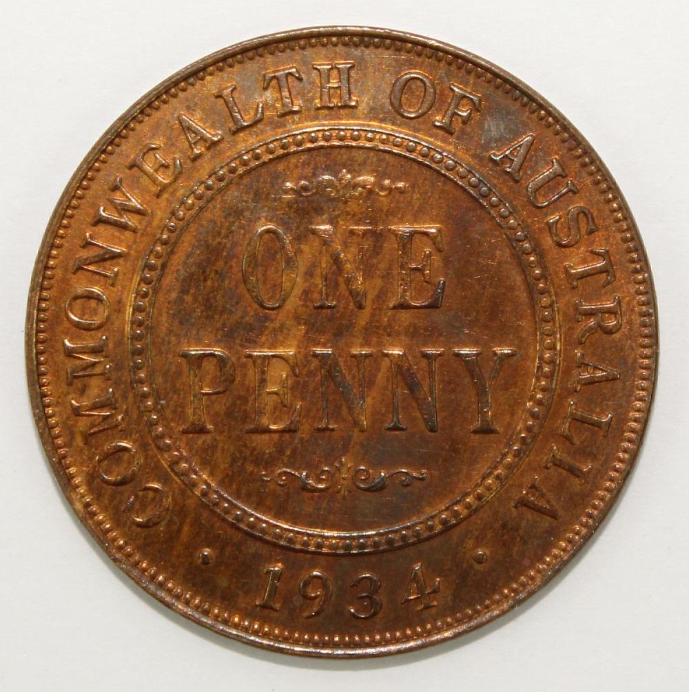 Australia 1934 Penny, Uncir... image