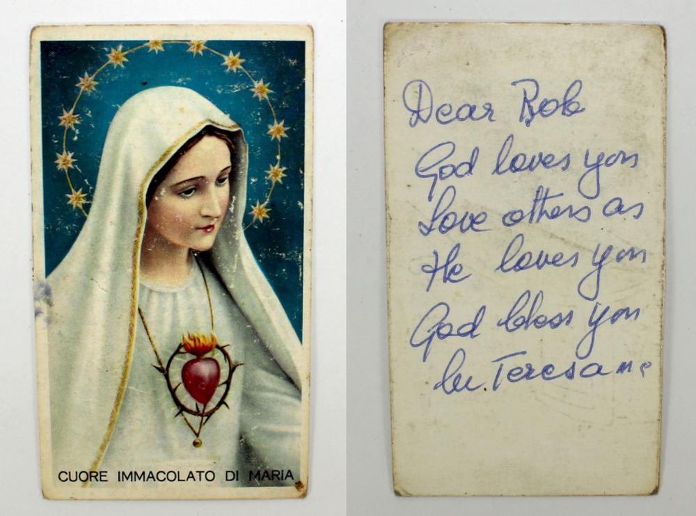 'Mother Teresa' signed Holy Card of the Virgin Mary