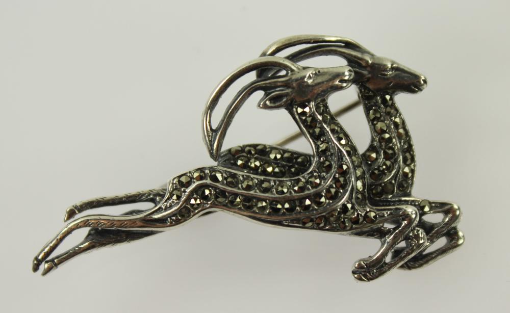 Gazelle Brooch in Marcasite... image