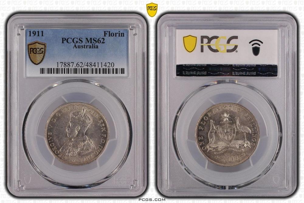 Australia 1911 Florin, PCGS... image