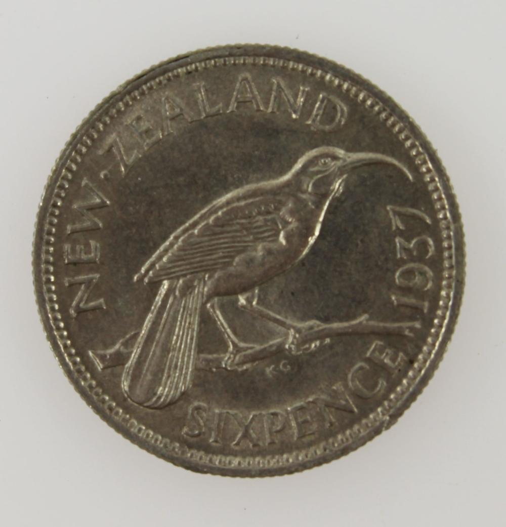 New Zealand 1937 Sixpence, ... image