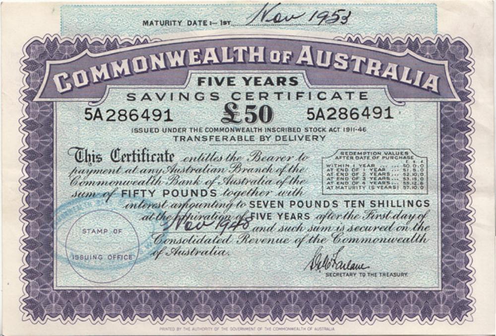 Australia. Commonwealth £50... image