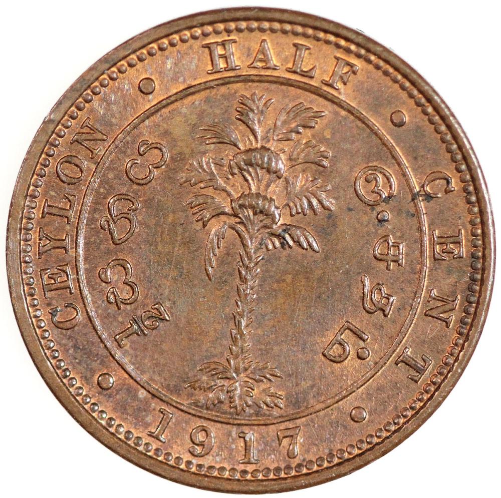 Ceylon 1917 Half Cent, Choi... image