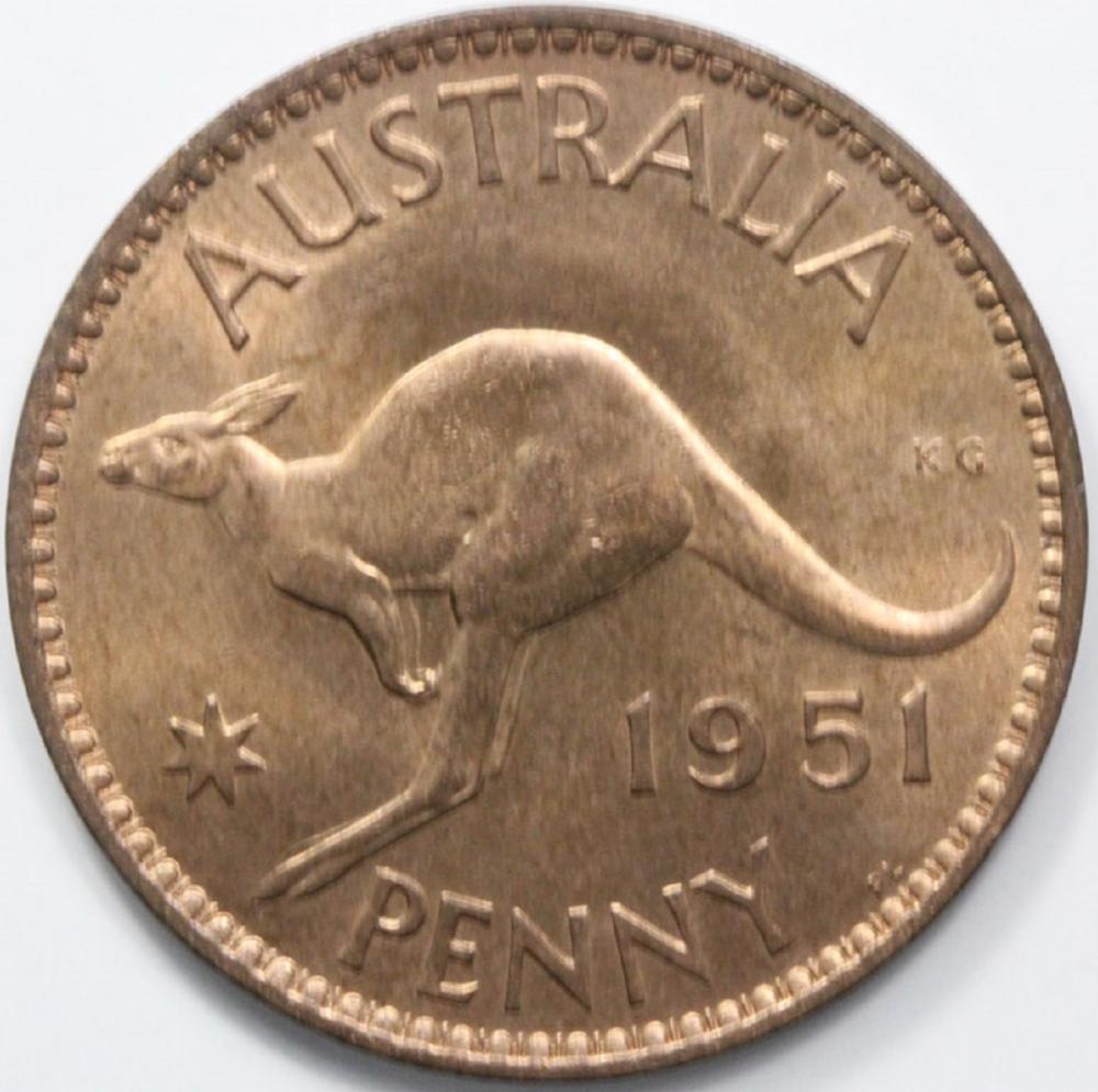 Australia 1951 PL Penny, Gem image