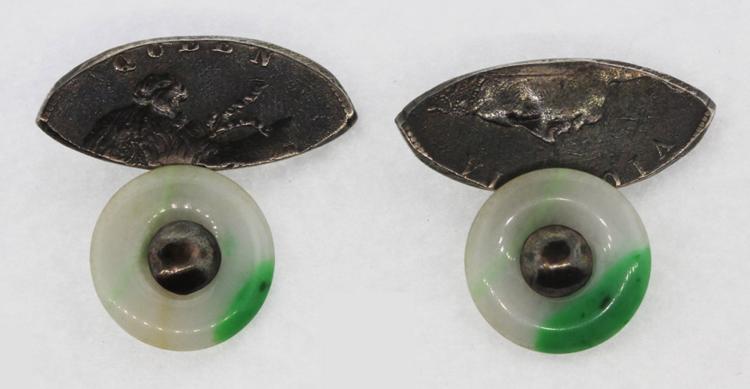 Jade and Silver Cufflinks image