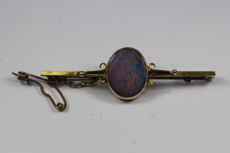 Black Opal Brooch in 9ct Gold image