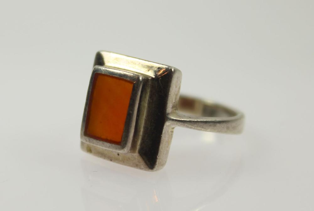 Amber Insert Ring in Sterli... image