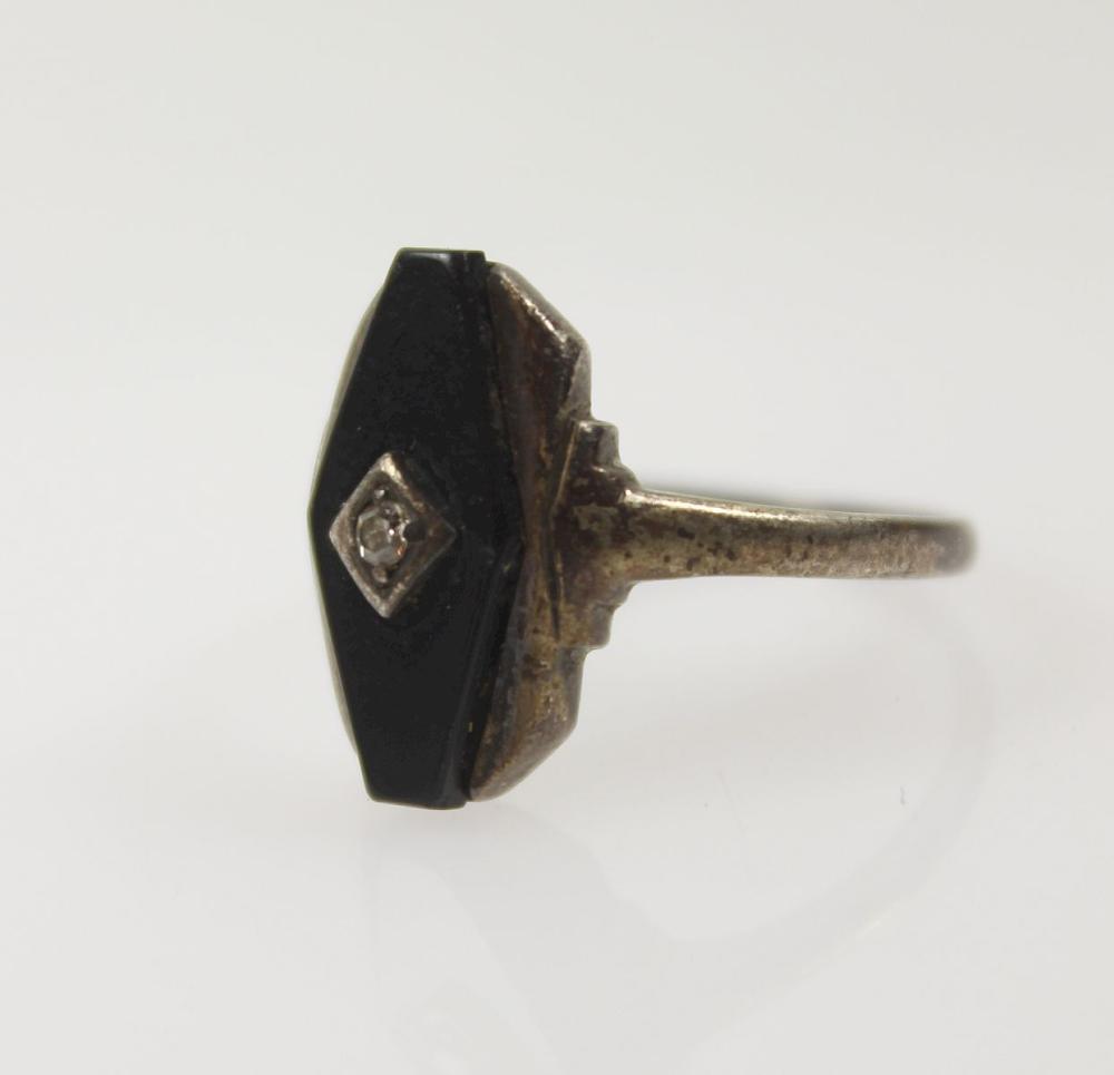 Black Onyx & Diamond Ring i... image