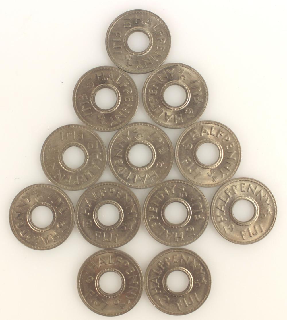 Fiji 1954 Halfpennies, most... image