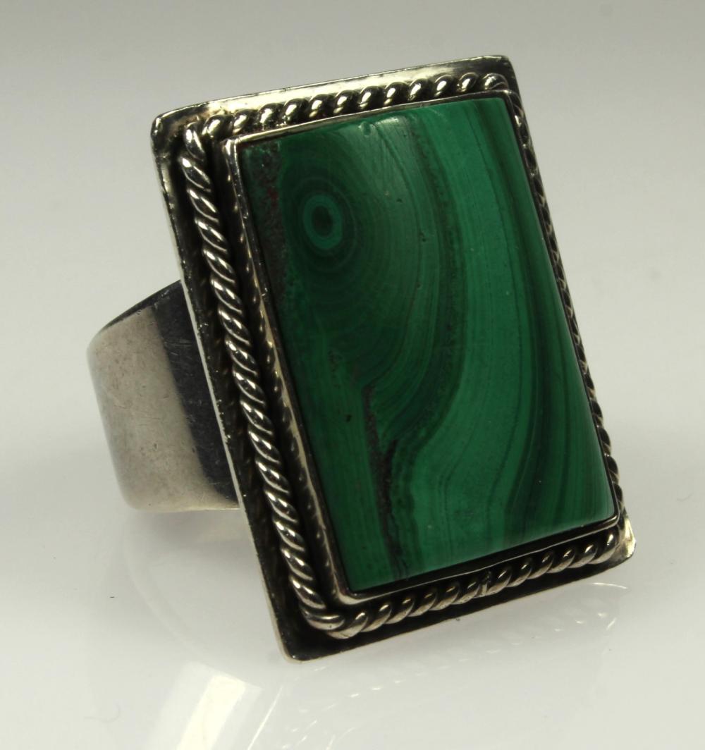 Chunky Malachite Ring in St... image