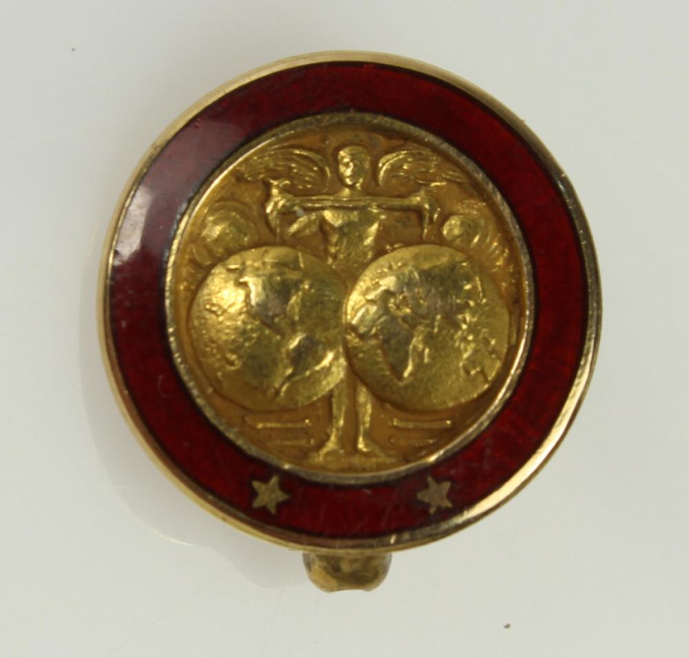 Red enamelled Pin in 14ct Gold image