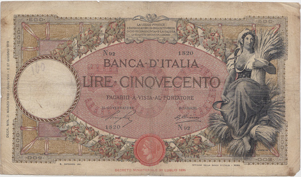 Italy (17.6.1935) 500 Lire,... image