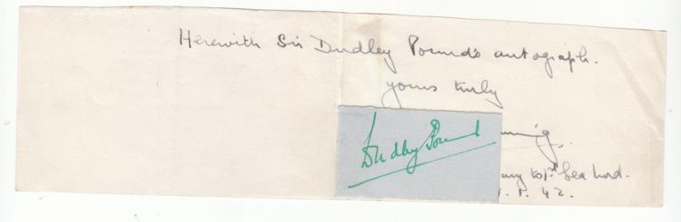 Sir Alfred Dudley Pound sig... image